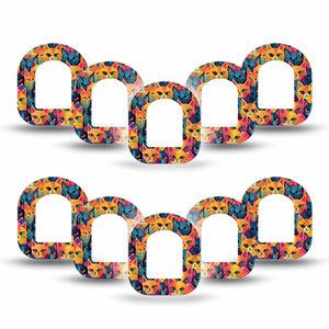 ExpressionMed Catorama Omnipod Mini Tape 10-Pack Mix Of Blue And Orange Cats Adhesive Tape Pump Design