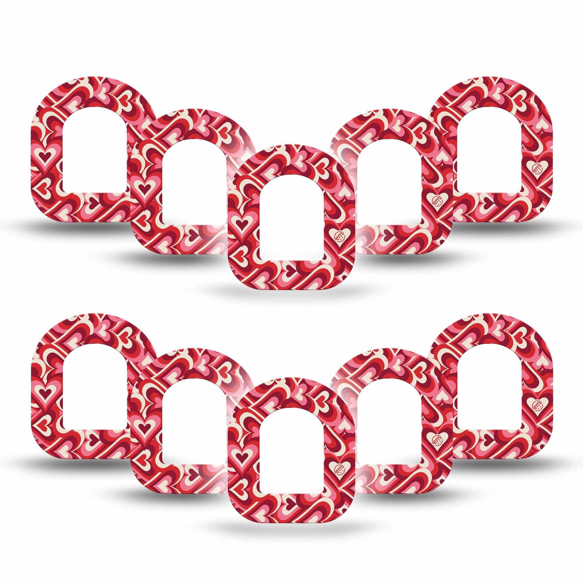 ExpressionMed Valentine Hearts Omnipod Tape 5-Pack Tape Heart Gradient Inspired, Adhesive Patch Pump Design