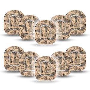 ExpressionMed Tattoo Print Omnipod Mini Tape 10-Pack Tape and 10-Pack Sticker Rose Moth Symbolism Tattoo, Adhesive Tape Pump Design