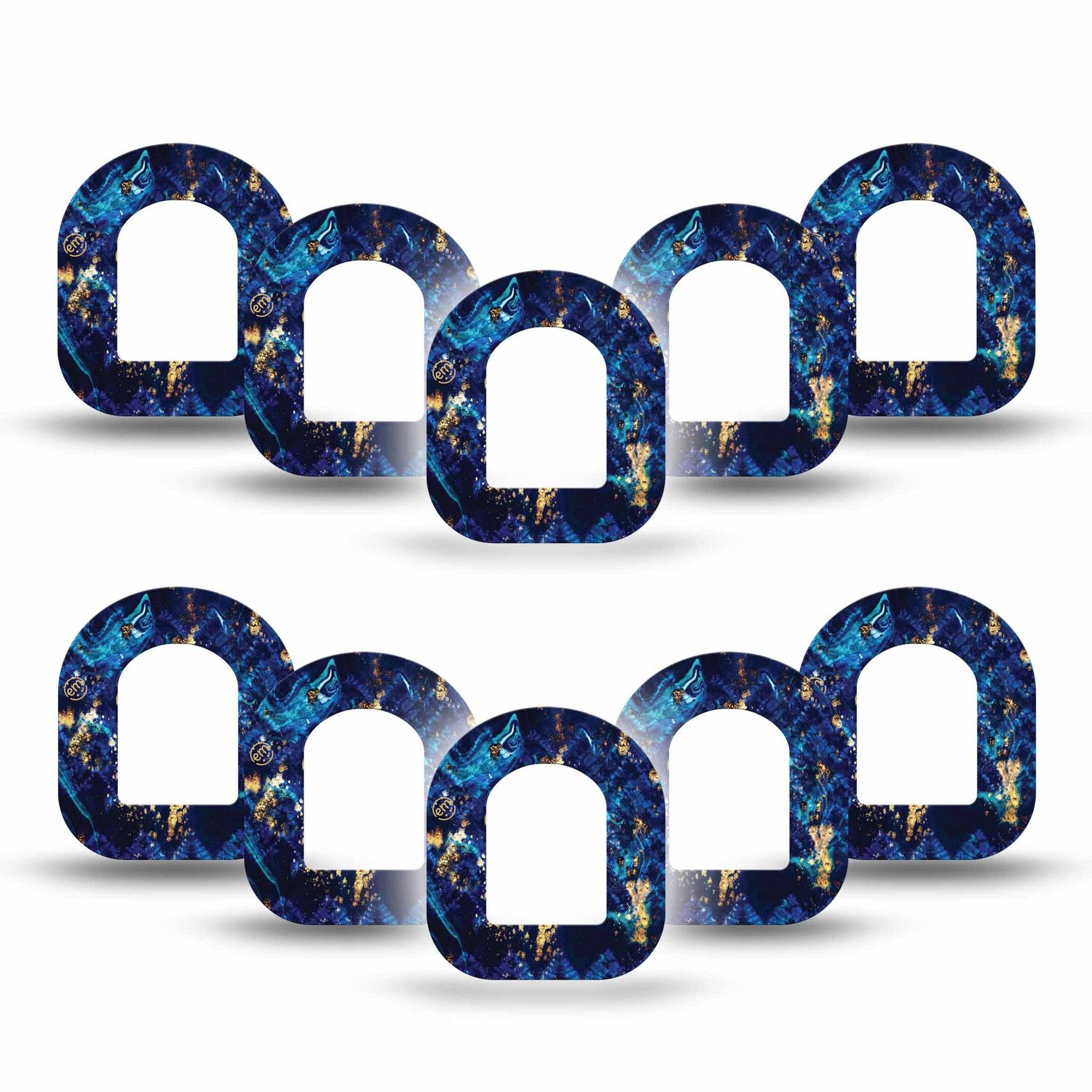 ExpressionMed Molten Midnight Omnipod Mini Tape 10-Pack Tape Blue Pattern Gold Specks, Adhesive Tape Pump Design