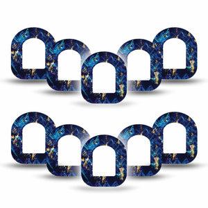 ExpressionMed Molten Midnight Omnipod Mini Tape 10-Pack Tape Blue Pattern Gold Specks, Adhesive Tape Pump Design
