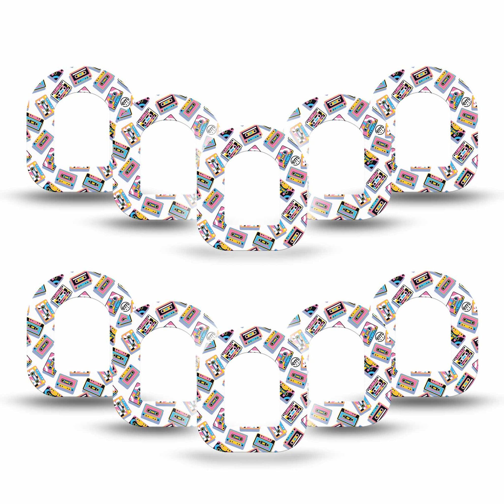 ExpressionMed Vintage Music Tapes Omnipod Mini Tape 10-Pack Tape Vintage Cassette Tapes, Adhesive Tape Pump Design