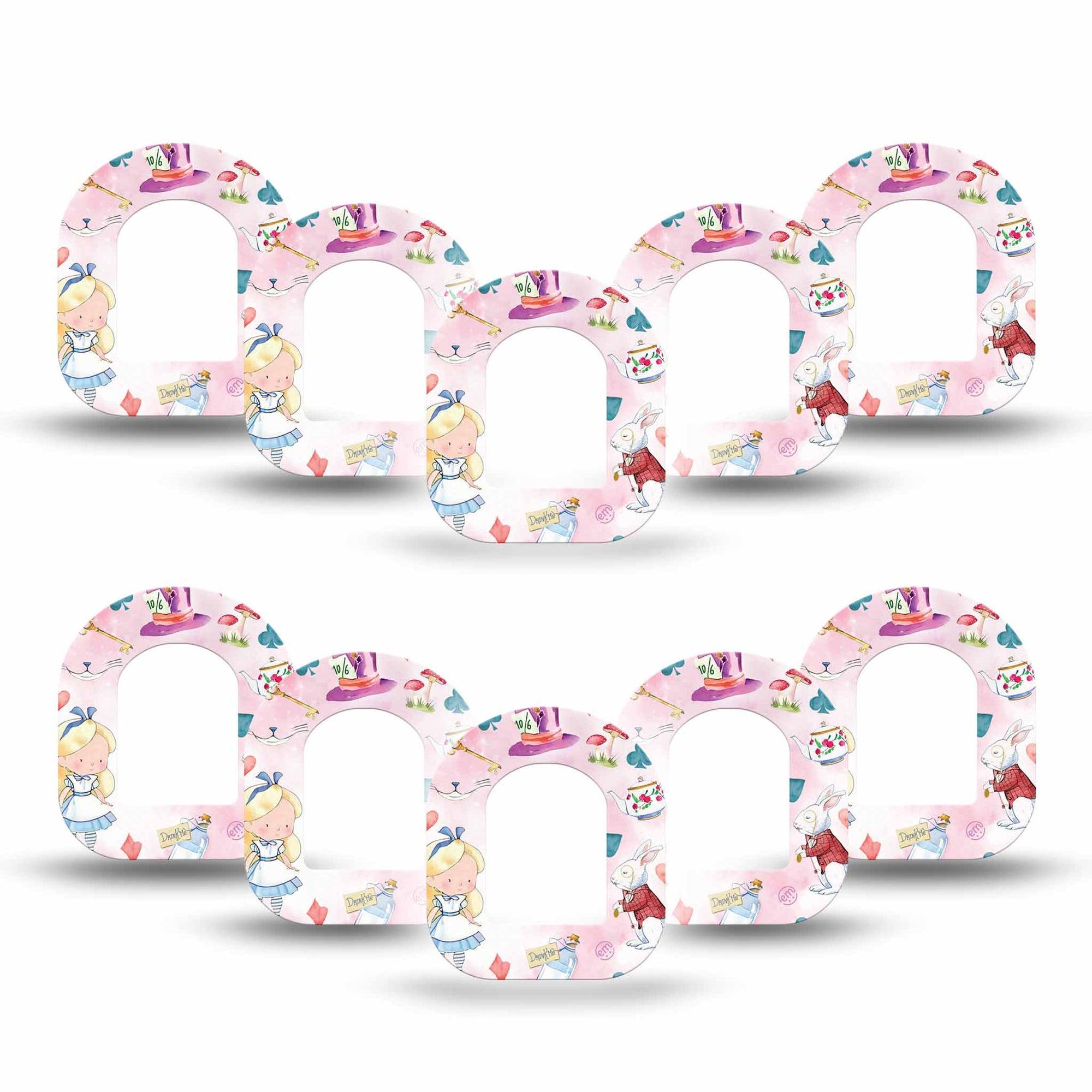 ExpressionMed Alice in Wonderland Omnipod Mini Tape 10-pack Tape Cute Cartoon Alice In Wonderland, Adhesive Tape Pump Design