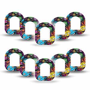 ExpressionMed Funky Monsters Omnipod Mini Tape 10-Pack Tape Silly Creatures, Adhesive Tape Pump Design