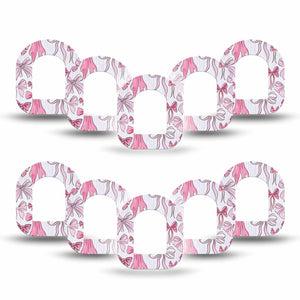 ExpressionMed Bows and Ribbons Omnipod Mini Tape 10-Pack Tape Delicate Pink Bows, Adhesive Tape Pump Design