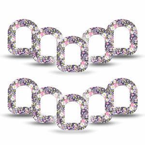 ExpressionMed Purple and Pink Flowers Omnipod Mini Tape 10-Pack Tape Small Purple And Pink Flowers, Adhesive Tape Pump Design
