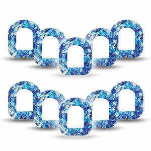 ExpressionMed Blue Paint Omnipod Mini Tape 10-Pack Tape Thick Acrylic Look Florals, Adhesive Patch Pump Design