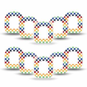 ExpressionMed Rainbow Checkerboard Omnipod Mini Tape 10-Pack Tape Rainbow Checked, Adhesive Tape Pump Design