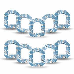 ExpressionMed Cherry Blossom Omnipod Mini Tape 10-Pack Tape Limewash Painted White Blooms, Adhesive Tape Pump Design
