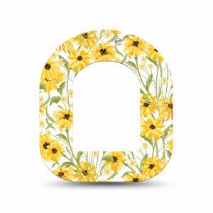 ExpressionMed Yellow Mosaic Floral Omnipod Mini Tape Single Tape Painted Summer Flowers, Adhesive Tape Pump Design