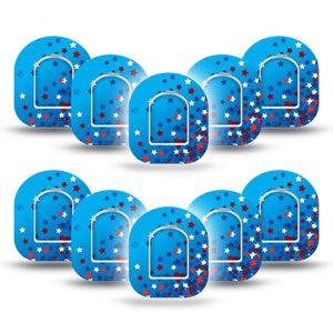 ExpressionMed Confetti Stars Omnipod Mini Tape 10-Pack Tape and 10-Pack Sticker Sprinkle Of Stars, Adhesive Tape Pump Design