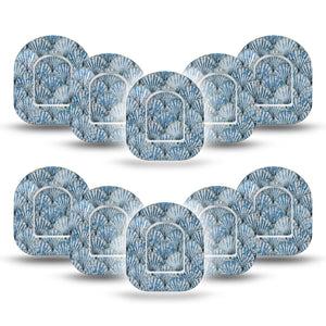ExpressionMed Seashells Omnipod Mini Tape, 10-Pack Tape and 10-Pack Sticker Blue Clam Shell, Adhesive Tape Pump Design