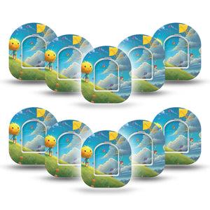 ExpressionMed Summer Kite Omnipod Mini Tape, 10-Pack Tape and 10-Pack Sticker Happy Sun Kite, Adhesive Tape Pump Design