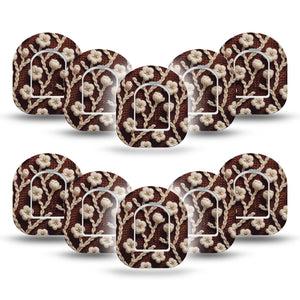 ExpressionMed Cozy Sweater Omnipod Mini Tape, 10-Pack Tape and 10-Pack Sticker Ivory Knitted Inspired Florals, Adhesive Tape Pump Design