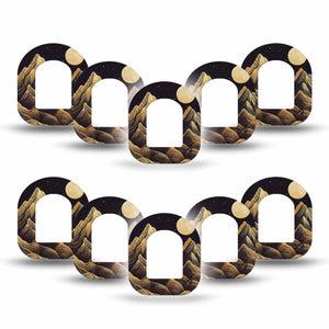 ExpressionMed Black Mountain Omnipod Mini Tape, 10-Pack Tape Line Art Nature Scene, Adhesive Tape Pump Design