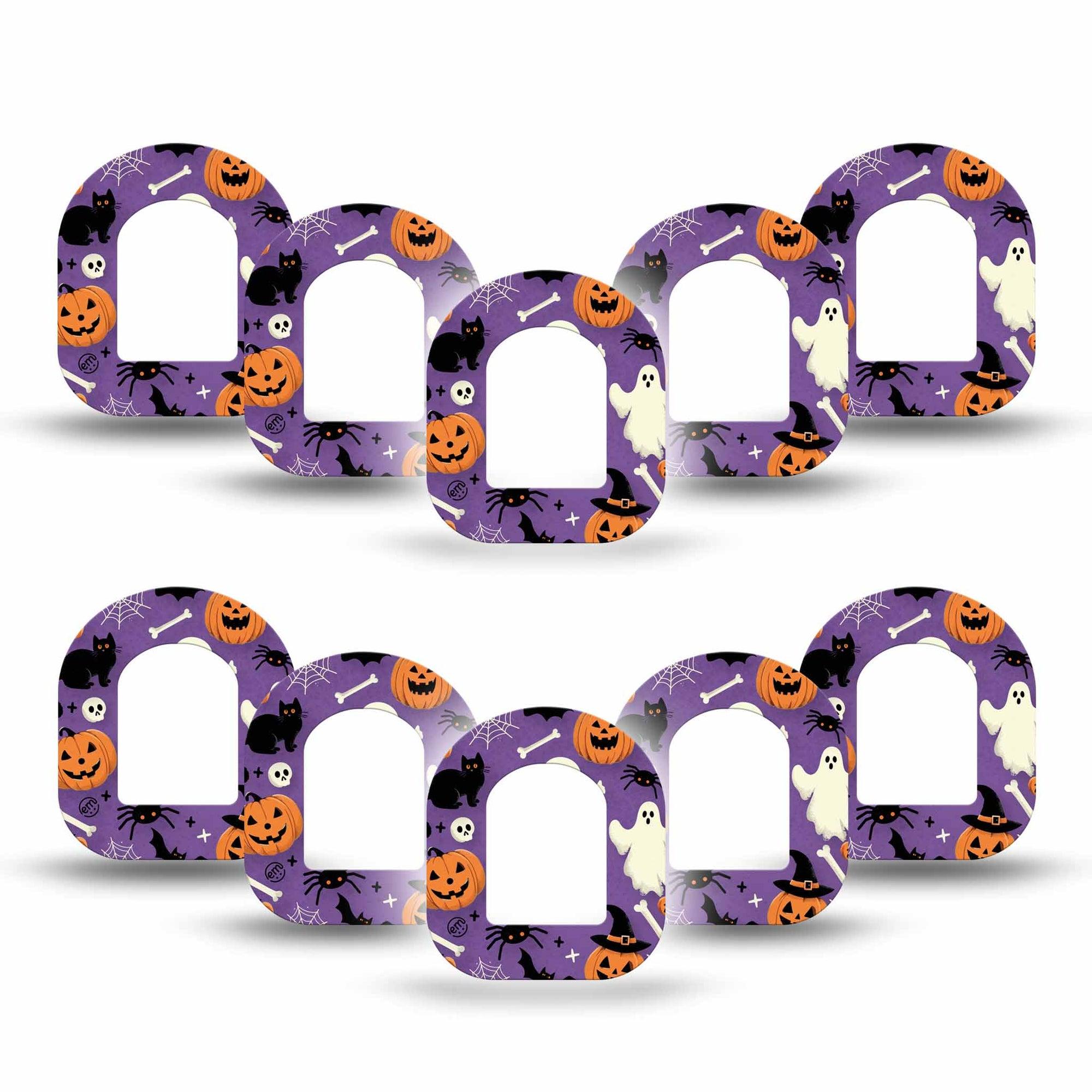 ExpressionMed Happy Halloween Omnipod Mini Tape 10-Pack Bones Ghosts Pumpkins Items Adhesive Tape Pump Design