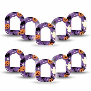 ExpressionMed Happy Halloween Omnipod Mini Tape 10-Pack Bones Ghosts Pumpkins Items Adhesive Tape Pump Design