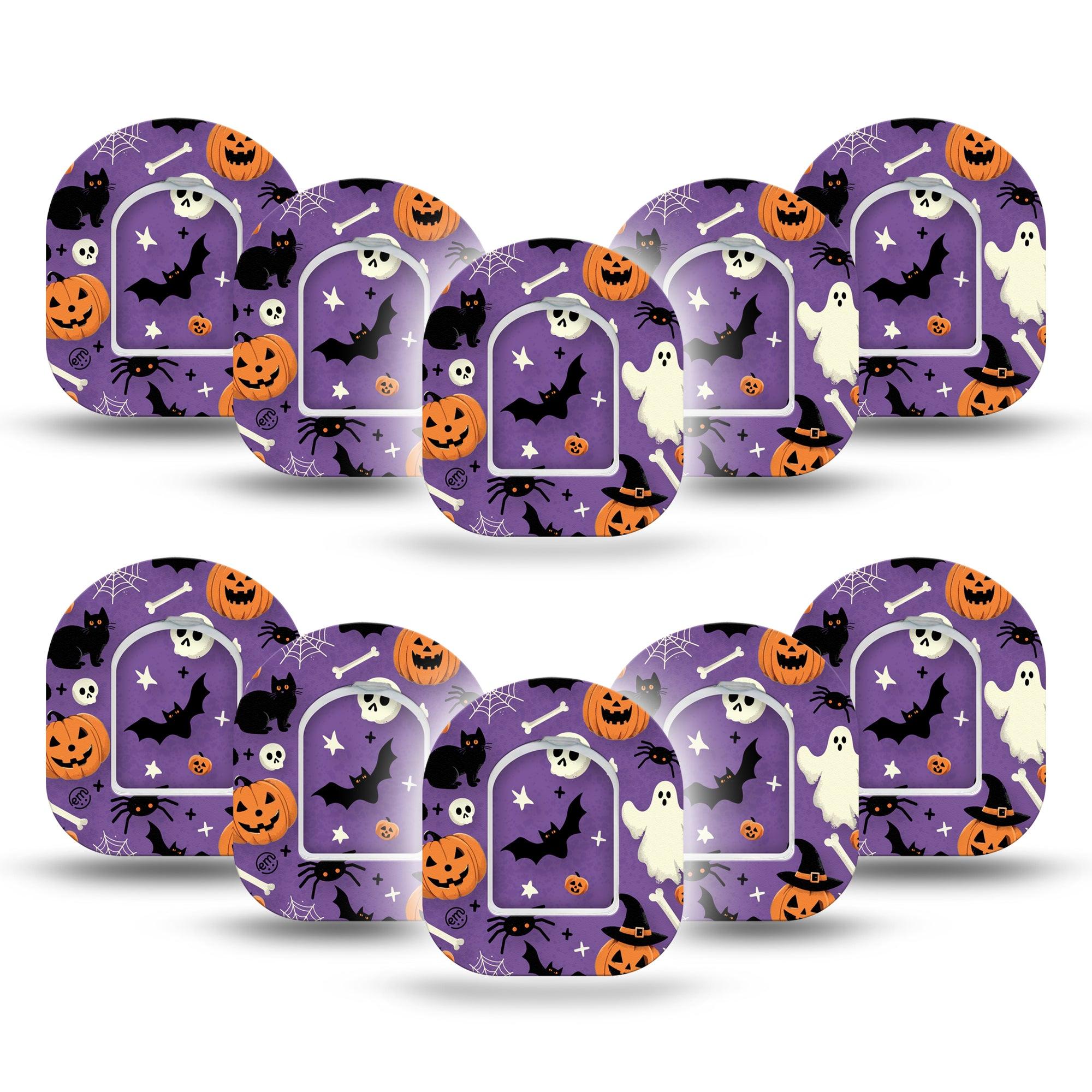 ExpressionMed Happy Halloween Omnipod Mini Tape 10-Pack Tape and 10-Pack Sticker Halloween Concept Decorations Adhesive Tape Pump Design