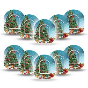 ExpressionMed Oh, Christmas Tree Pod Mini Tape 10 Stickers and 10 Tapes, Decorated Evergreen Fixing Ring Tape Pump Design