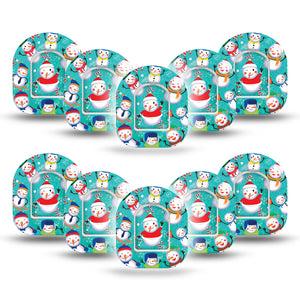 ExpressionMed Snowman Celebration Pod Mini Tape 10 Stickers and 10 Tapes, Frosty Decor Adhesive Tape Pump Design
