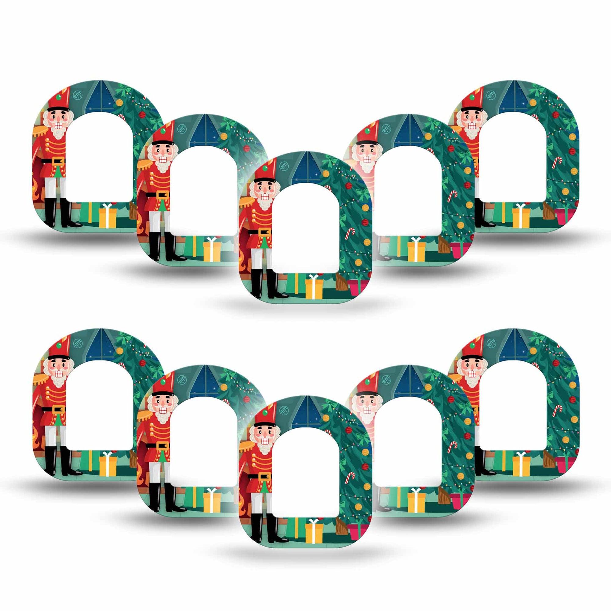 ExpressionMed Nutcracker Omnipod Mini Tape 10-Pack Tape Christmas Toy Soldier Theme, Adhesive Tape Pump Design