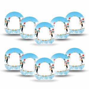 ExpressionMed Penguins In Row Omnipod Mini Tape 10-Pack Tape Hat and Scarf Penguins, Adhesive Tape Pump Design