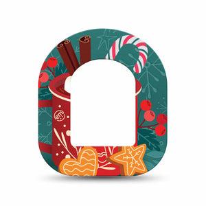 ExpressionMed Hot Chocolate Omnipod Mini Tape Single Tape Holiday Cookies and Chocolate Milk Theme, Adhesive Tape Pump Design