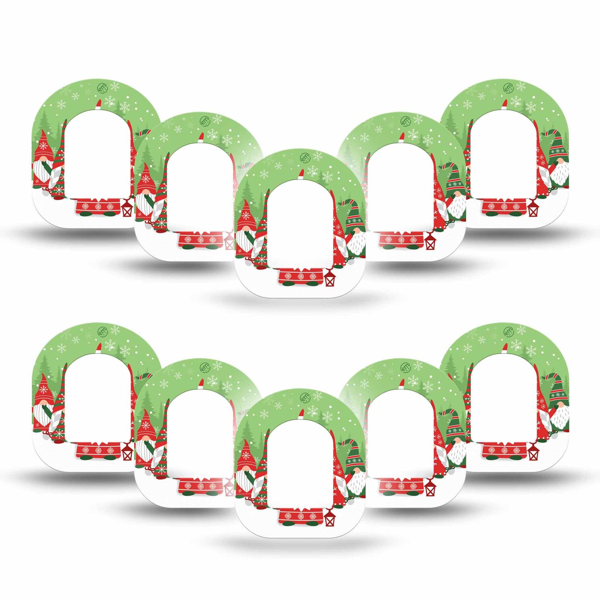 ExpressionMed Holiday Gnomies Omnipod Mini Tape 10-Pack Tape Garden Gnomes Christmas-Inspired, Adhesive Tape Pump Design