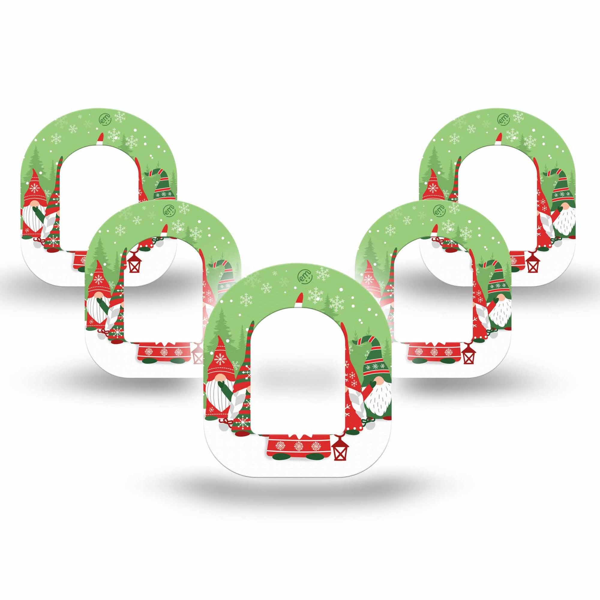 ExpressionMed Holiday Gnomies Omnipod Mini Tape Single Tape Garden Gnomes Christmas-Inspired, Adhesive Tape Pump Design