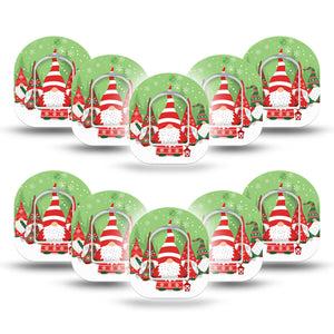 ExpressionMed Holiday Gnomies Omnipod Mini Tape 10-Pack Tape and 10-Pack Sticker Garden Gnomes Christmas-Inspired, Adhesive Tape Pump Design