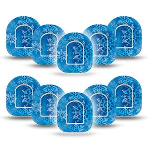 ExpressionMed Falling Snow Omnipod Mini Tape, 10-Pack Tape and 10-Pack Sticker Snow Crystals, Adhesive Tape Pump Design