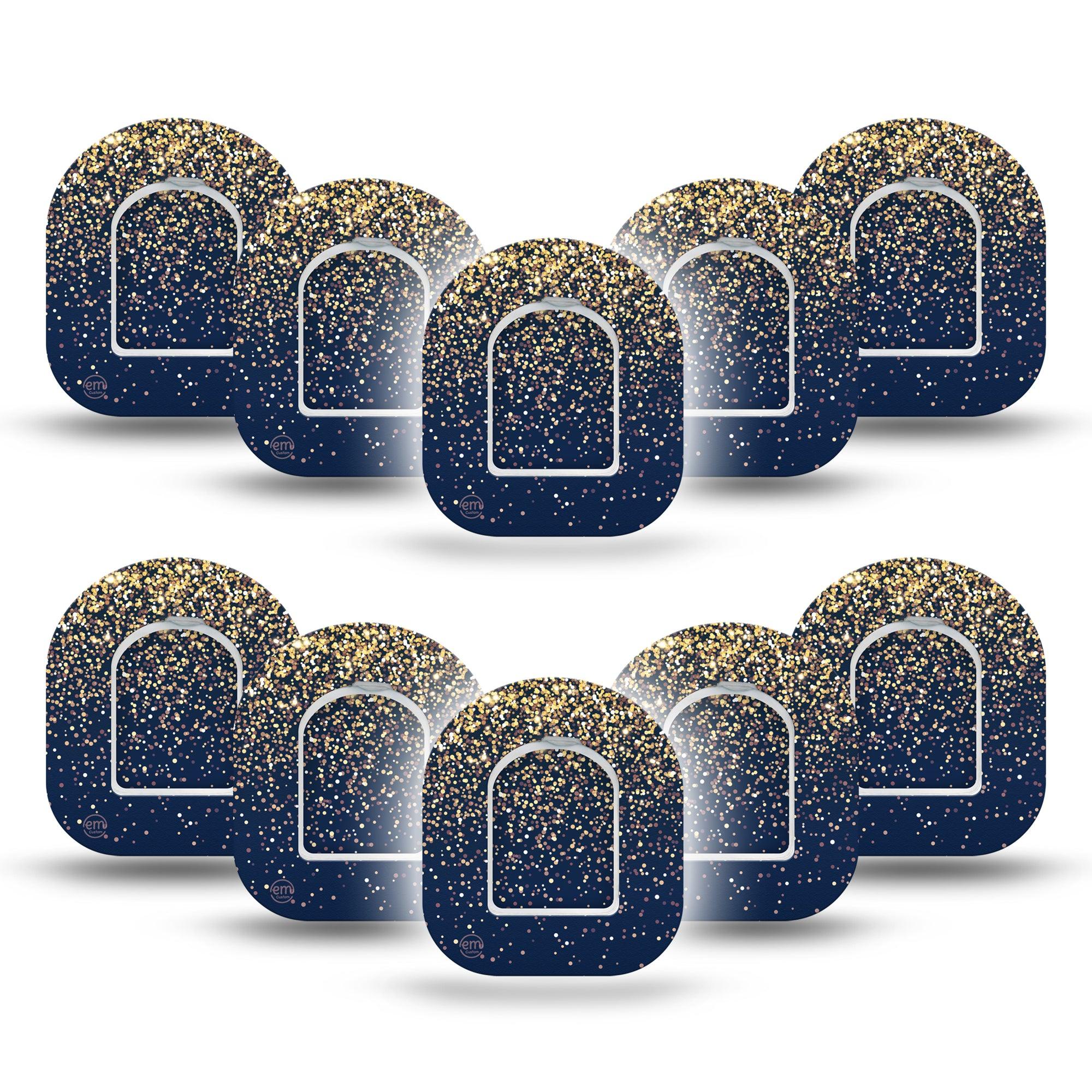 ExpressionMed Gold Sparkles Pod Mini Tape 10-Pack Stickers and 10-Pack Tapes, Golden Glow Adhesive Patch Pump Design