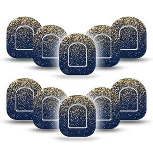 ExpressionMed Gold Sparkles Pod Mini Tape 10-Pack Stickers and 10-Pack Tapes, Golden Glow Adhesive Patch Pump Design