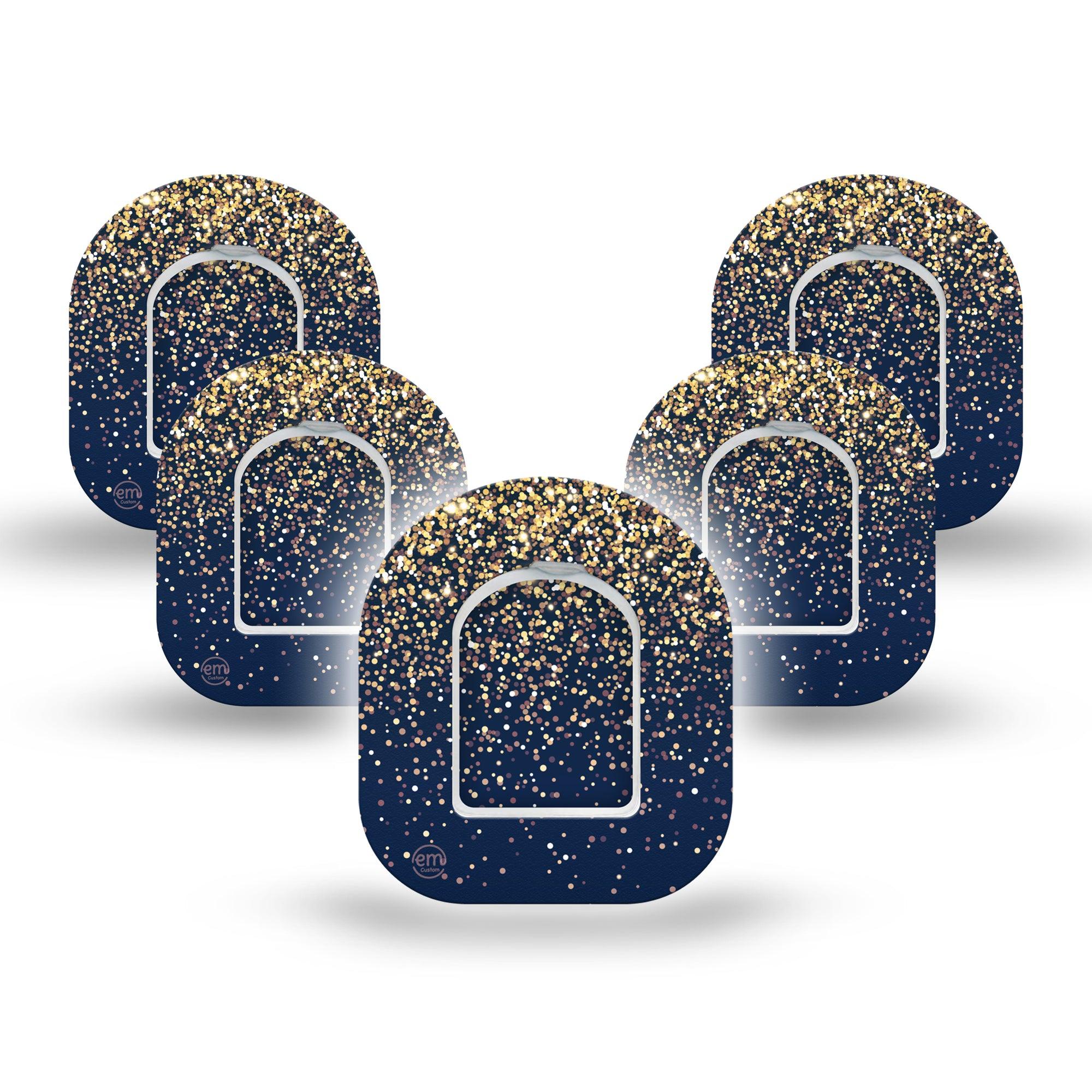 ExpressionMed Gold Sparkles Pod Mini Tape 5 Stickers and 5 Tapes, Golden Glow Adhesive Patch Pump Design