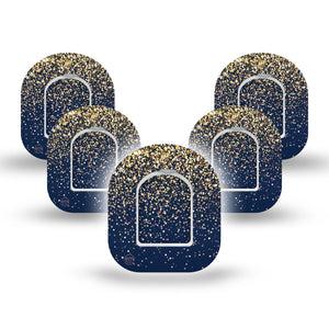 ExpressionMed Gold Sparkles Pod Mini Tape 5 Stickers and 5 Tapes, Golden Glow Adhesive Patch Pump Design