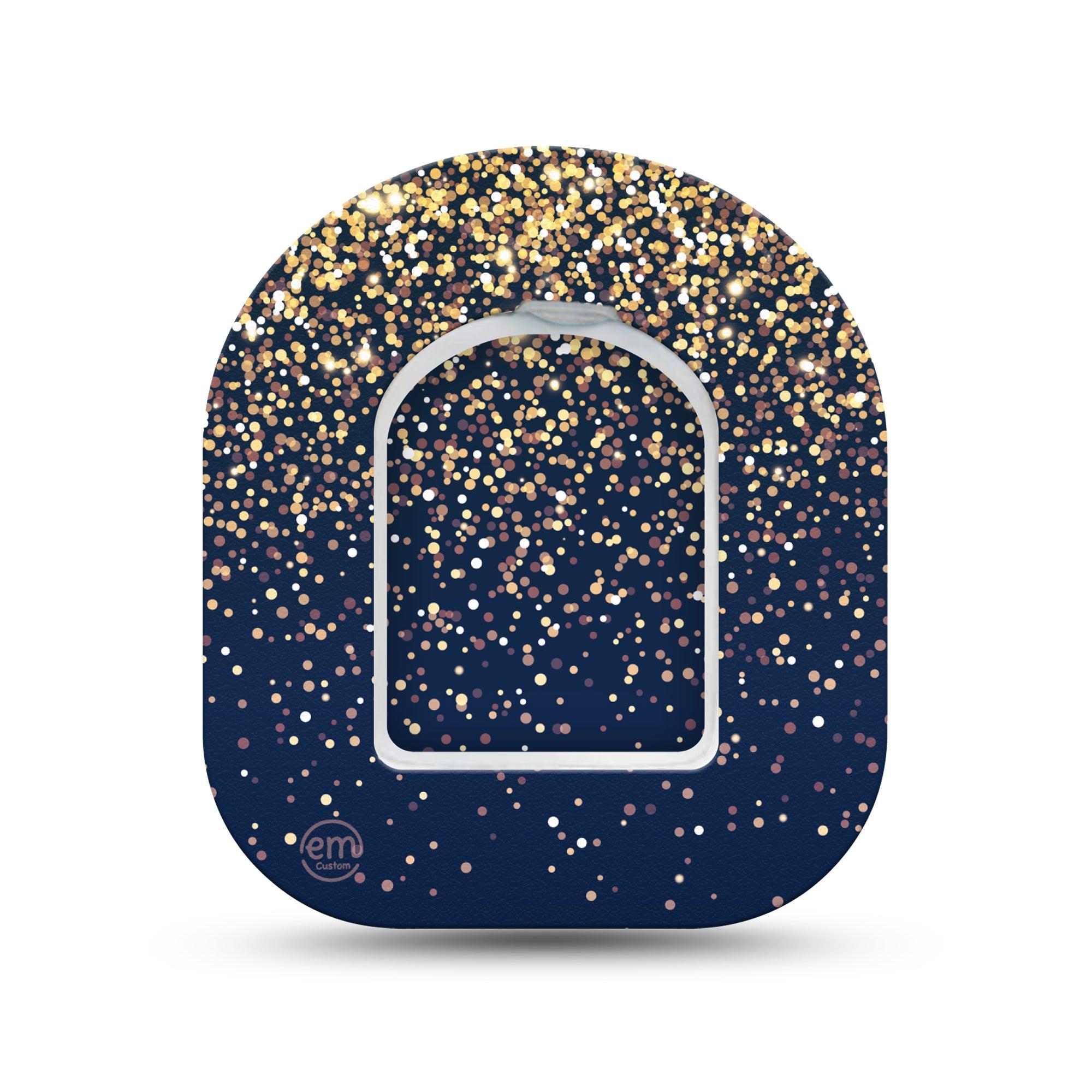 ExpressionMed Gold Sparkles Pod Mini Tape Single Sticker and Single Tape, Metallic Shine Adhesive Patch Pump Design