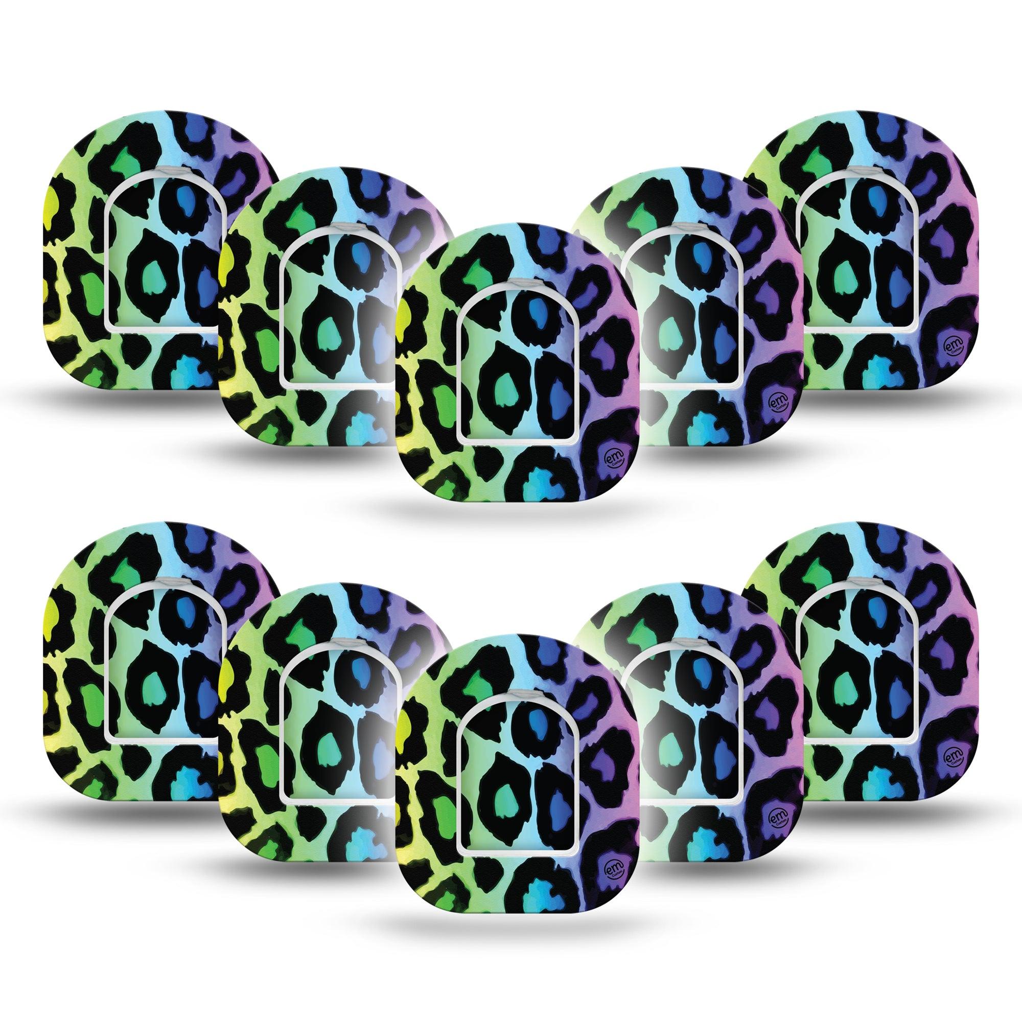 ExpressionMed Multicolored Cheetah Print Pod Mini Tape 10-Pack Stickers and 10-Pack Tapes, Wild Style Patch Pump Design