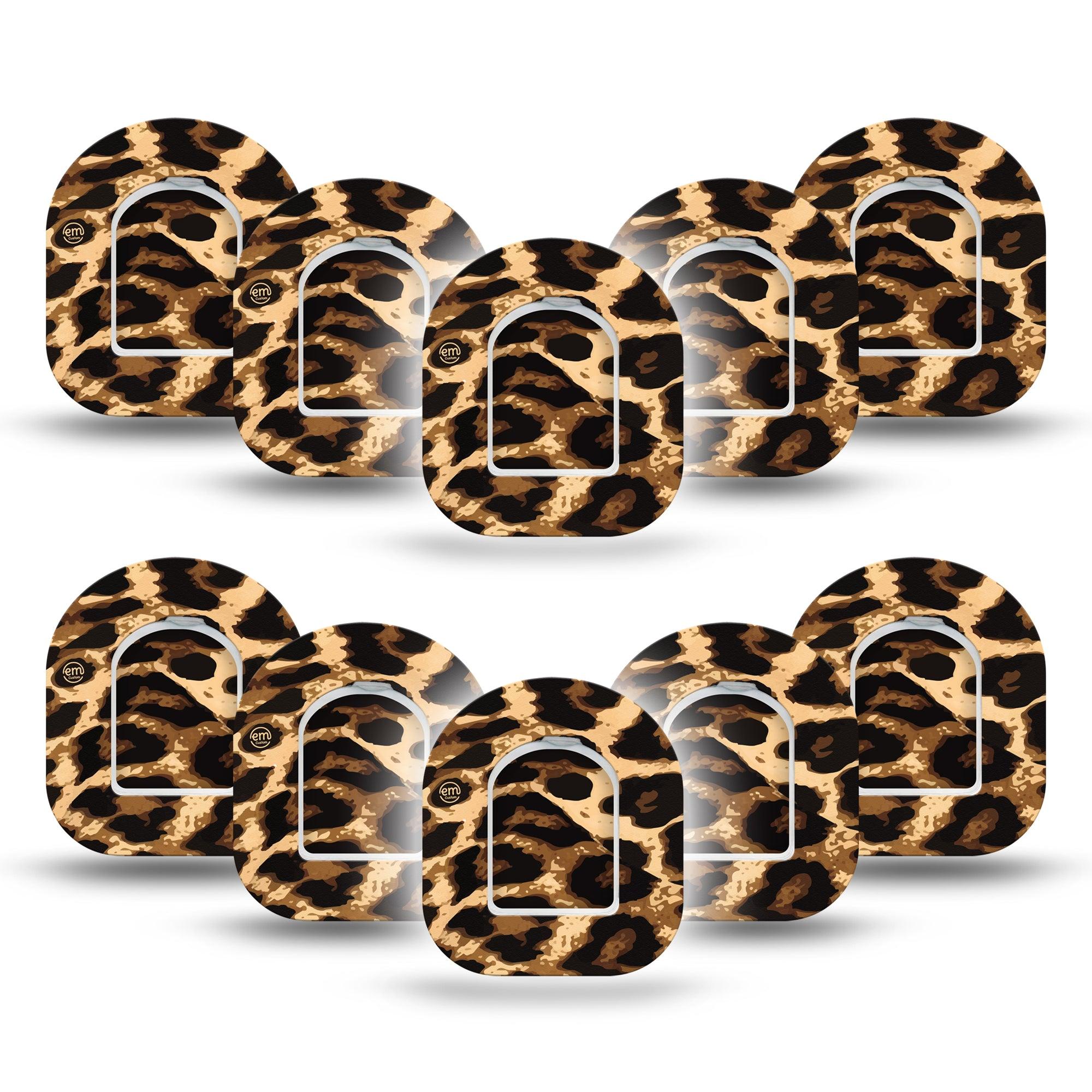 ExpressionMed Leopard Print Pod Mini Tape 10-Pack, Fierce Style Adhesive Tape Pump Design with center stickers