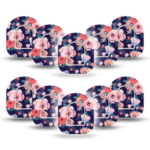 ExpressionMed Painted Flower Variety Pod Mini Tape 10-Pack Stickers and 10-Pack Tapes, Floral Diversity Adhesive Tape Pump Design