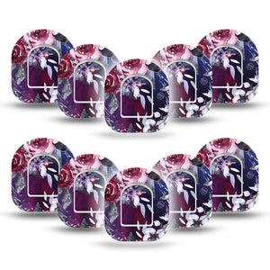 ExpressionMed Dark Rose Pod Mini Tape 10 Stickers and 10 Tapes, Moody Blossom Plaster Pump Design