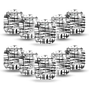 ExpressionMed B&W Drip Pod Mini Tape 10 Stickers and 10 Tapes, Dripping Design Overlay Tape Pump Design