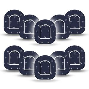 ExpressionMed Palm Trees Pod Mini Tape 10 Stickers and 10 Tapes, Exotic Plants Fixing Ring Patch Pump Design