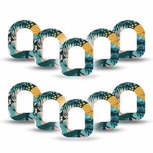 ExpressionMed Jungle Tropics Pod Mini Tape 10-Pack Stickers and 10-Pack Tapes, Lush Greenery Adhesive Patch Pump Design