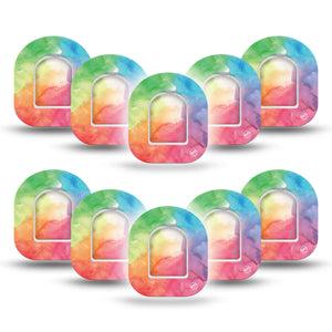 ExpressionMed Rainbow Clouds Pod Mini Tape 10-Pack Tape and Sticker, Vibrant Atmosphere Plaster Pump Design