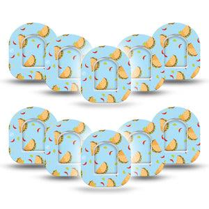 ExpressionMed Spicy Tacos Pod Mini Tape 10-Pack Stickers and 10-Pack Tapes, Tex-Mex Treat Adhesive Patch Pump Design