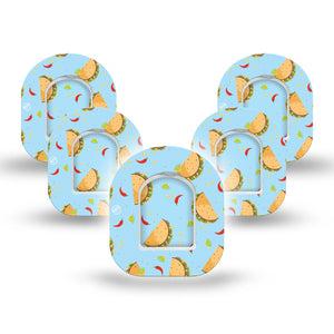 ExpressionMed Spicy Tacos Pod Mini Tape 5 Stickers and 5 Tapes, Tex-Mex Treat Adhesive Patch Pump Design
