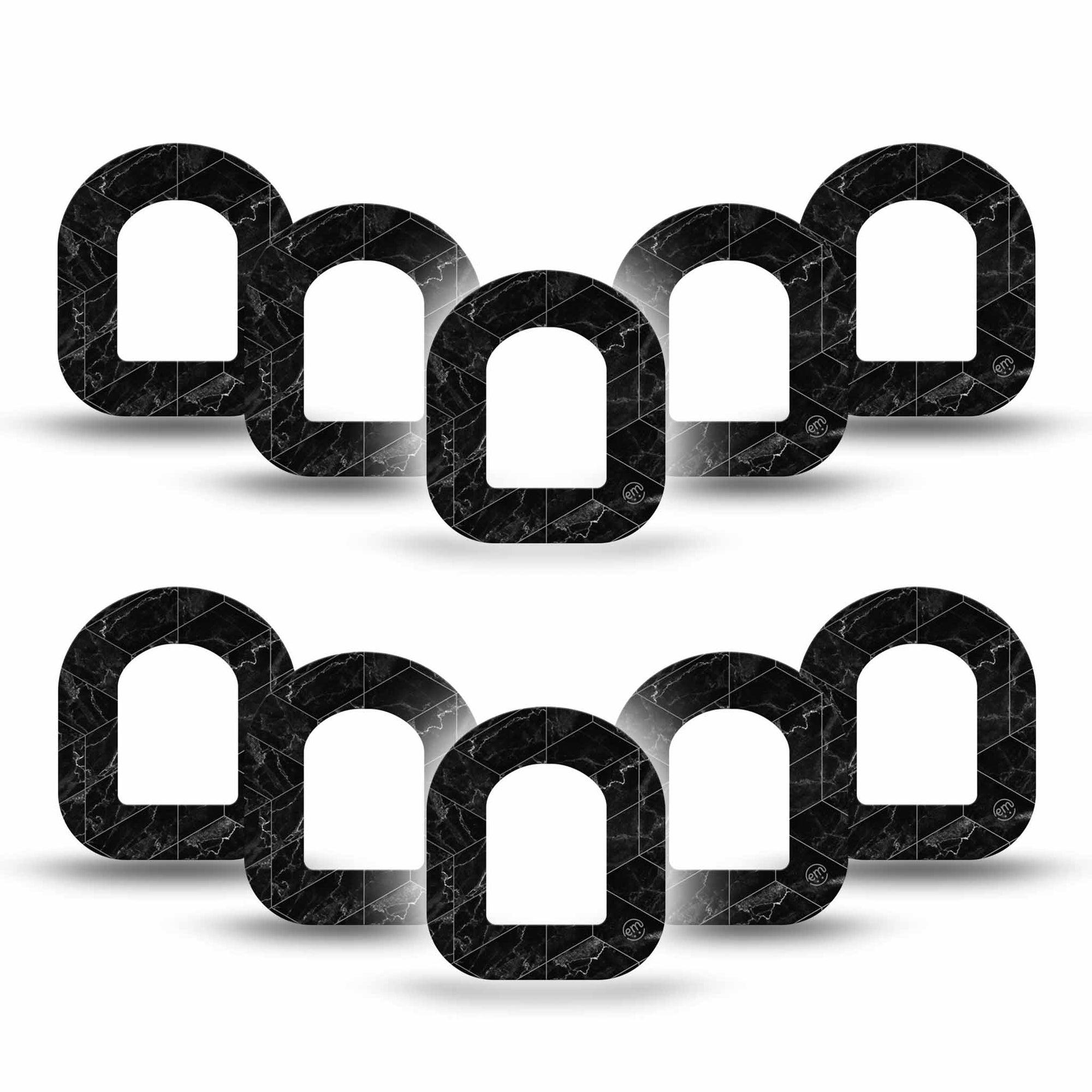 ExpressionMed Black Marble Pod Mini Tape 10-Pack, Sophisticated Decor Patch Pump Design