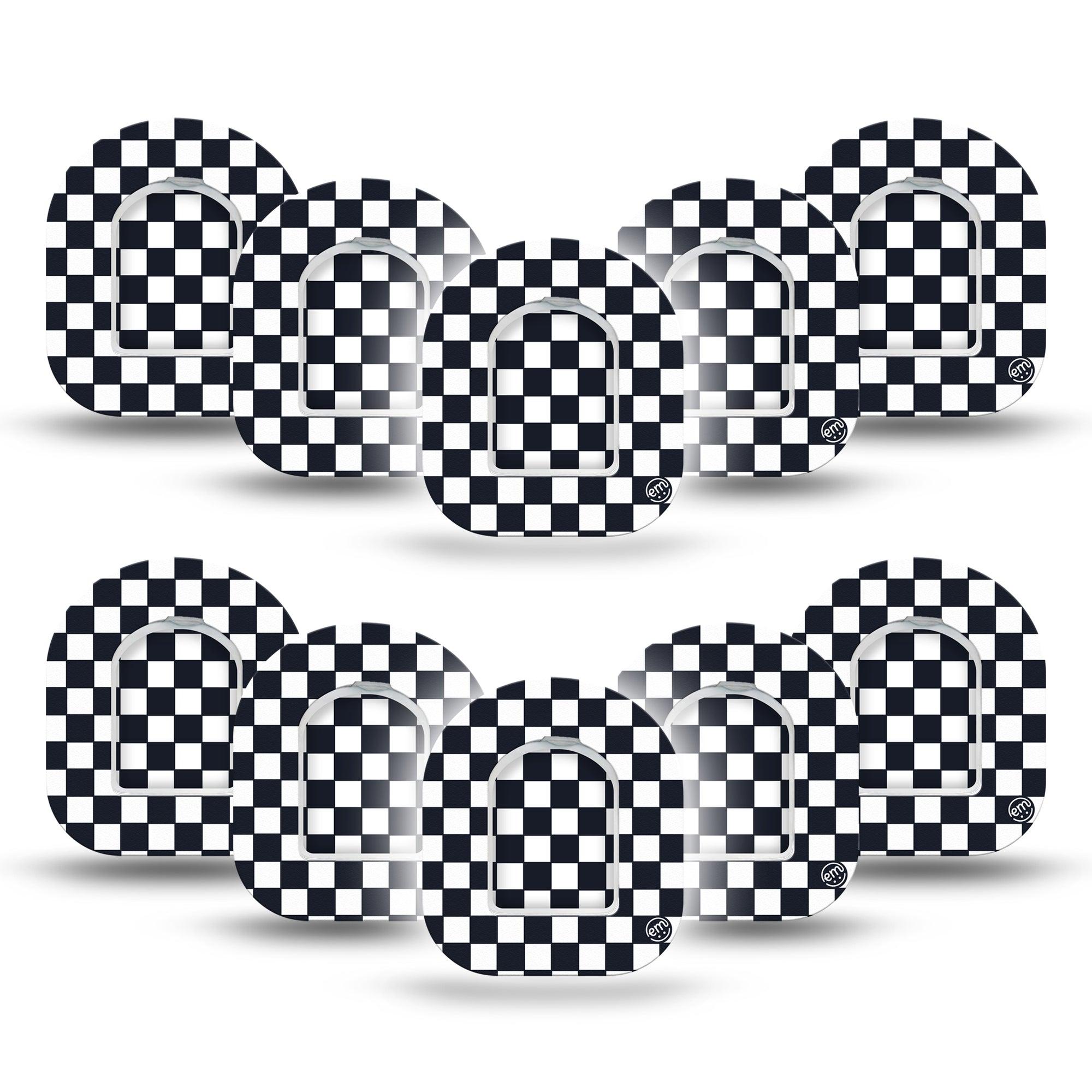 ExpressionMed Checkered Pod Mini Tape 10-Pack Tape and 10-Pack Sticker, Racing Flair Fixing Ring Patch Pump Design
