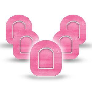 ExpressionMed Pink Horizon Pod Mini Tape 5 Stickers and 5 Tapes, Pink Clouds Adhesive Patch Pump Design