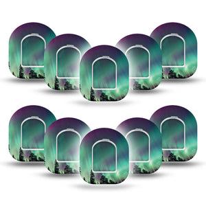 ExpressionMed Northern Lights Pod Mini Tape 10 Stickers and 10 Tapes, Arctic Glow Adhesive Patch Pump Design